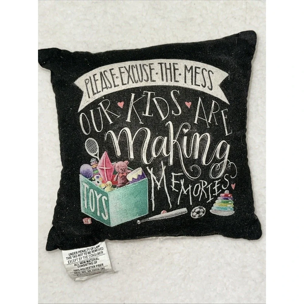 Primitives by Kathy Making Memories Kids Toy Box Accent Pillow Black 10x10 29916